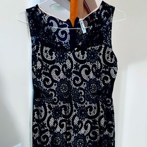 Tan and black lace dress